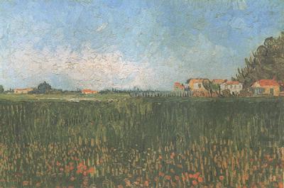 Farmhouses in a Wheat Field near Arles (nn04), Vincent Van Gogh